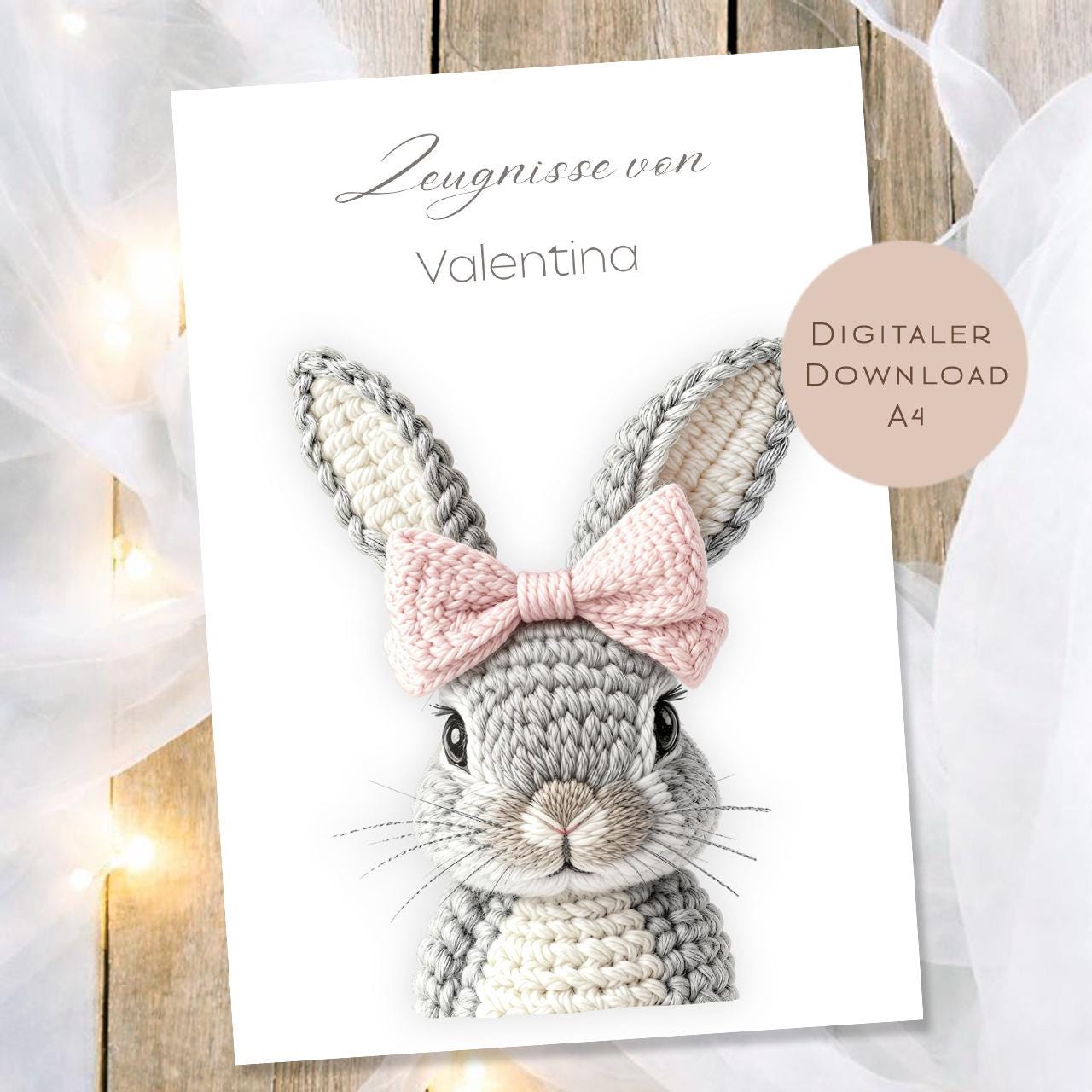 Druckvorlage Hase Zeugnismappe personalisiert | Zeugnis Name Geschenk Schulanfang I Geschenkidee Einschulung Schule Ausdrucken PDF Download