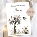 Druckvorlage Wald Fuchs Zeugnismappe personalisiert | Zeugnis Name Geschenk Schulanfang I Geschenkidee Einschulung Ausdrucken PDF Download