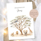 Druckvorlage Safari Zeugnismappe personalisiert | Zeugnis Name Geschenk Schulanfang I Geschenkidee Einschulung Ausdrucken PDF Download