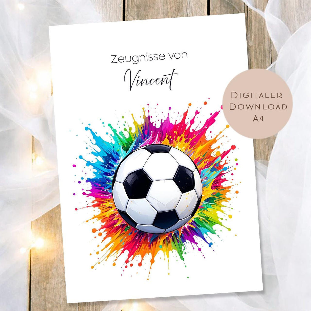 Druckvorlage Fussball Zeugnismappe personalisiert | Zeugnis Name Geschenk Schulanfang I Geschenkidee Einschulung Ausdrucken PDF Download