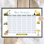 Druckvorlage Stundenplan Bagger Name personalisiert | Geschenk Schulanfang | Geschenkidee Schultüte Einschulung Ausdrucken PDF Download