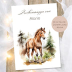 Druckvorlage Zeichenmappe Pony Name personalisiert | Postmappe Geschenk Schulanfang I Schulmappe Einschulung Ausdrucken PDF Download