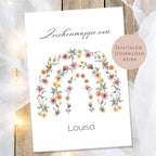 Druckvorlage Zeichenmappe Regenbogen Name personalisiert | Postmappe Geschenk Schulanfang I Schulmappe Einschulung Ausdrucken PDF Download