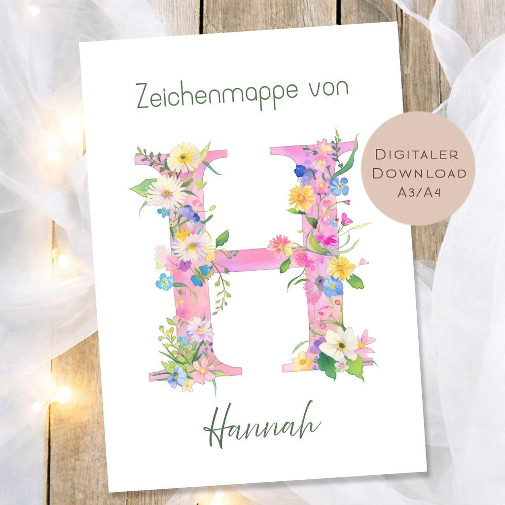 Druckvorlage Zeichenmappe Buchstabe Name personalisiert | Postmappe Geschenk Schulanfang I Schulmappe Einschulung Ausdrucken PDF Download