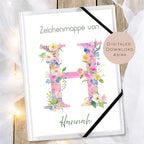 Druckvorlage Zeichenmappe Buchstabe Name personalisiert | Postmappe Geschenk Schulanfang I Schulmappe Einschulung Ausdrucken PDF Download