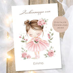 Druckvorlage Zeichenmappe Ballerina Name personalisiert | Postmappe Geschenk Schulanfang I Schulmappe Einschulung Ausdrucken PDF Download