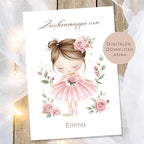 Druckvorlage Zeichenmappe Ballerina Name personalisiert | Postmappe Geschenk Schulanfang I Schulmappe Einschulung Ausdrucken PDF Download