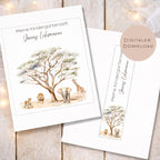 Druckvorlage Kindergarten Ordner Krippe Safari Name personalisiert | Kita Sammelmappe I Ringordner Kindergartenzeit Ausdrucken Download