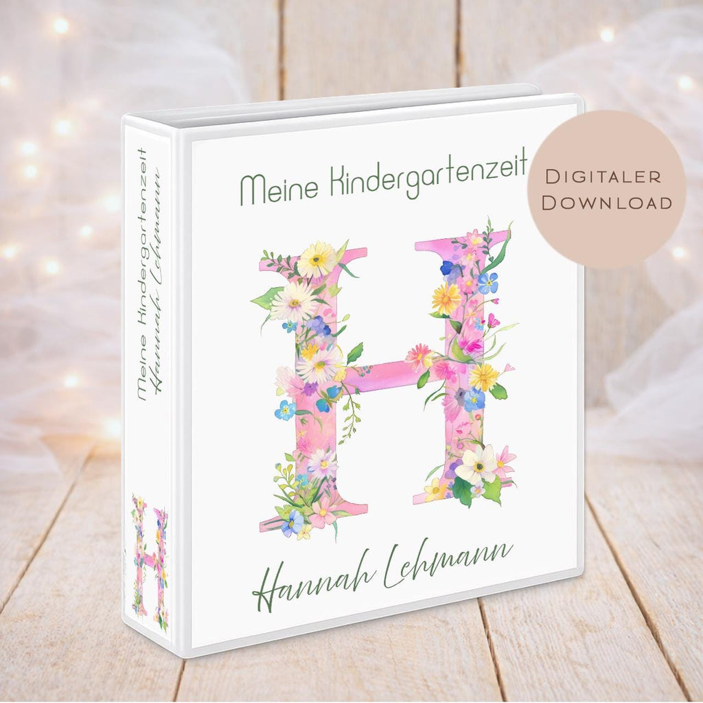 Druckvorlage Kindergarten Ordner Krippe Buchstabe Name personalisiert | Kita Sammelmappe I Ringordner Kindergartenzeit Ausdrucken Download