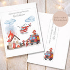 Druckvorlage Kindergarten Ordner Krippe Feuerwehr Name personalisiert | Kita Sammelmappe I Ringordner Kindergartenzeit Ausdrucken Download