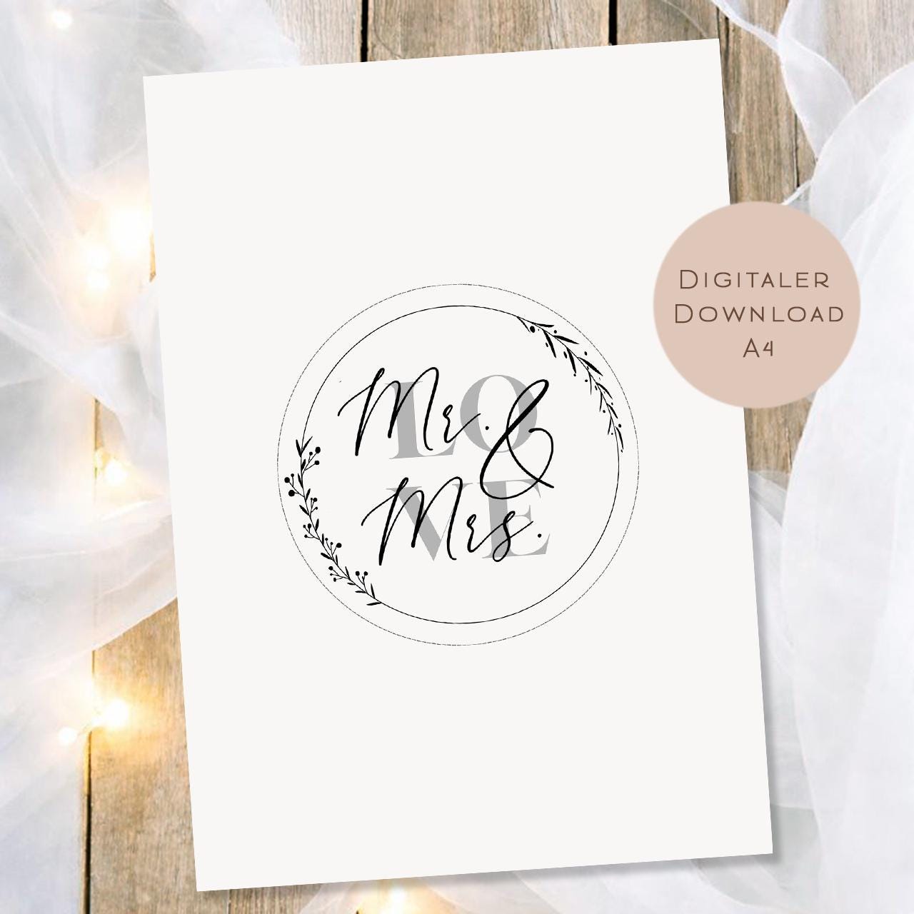 Druckvorlage Hochzeitsgeschenk Schüttelkarte Hochzeit | Geschenk Brautpaar Geld Gutschein | Geldgeschenk Mr & Mrs Ausdrucken PDF Download