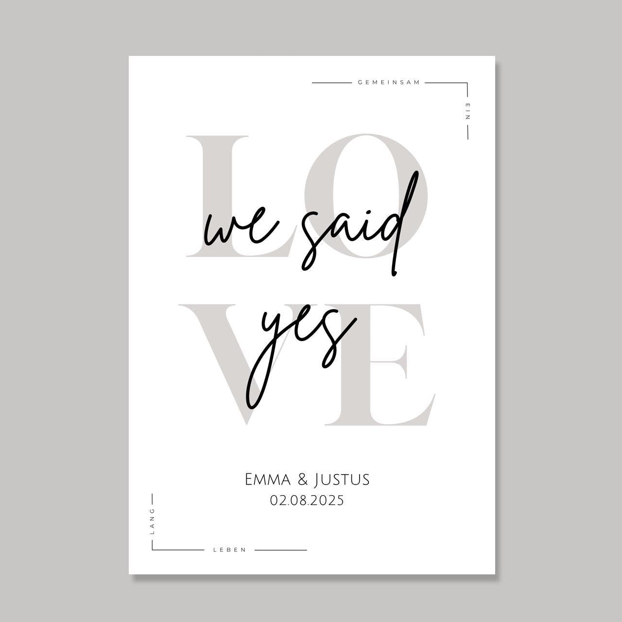 Hochzeit Poster Name Datum A4 A3 | Hochzeitsgeschenk Name personalisiert | Brautpaar Geldgeschenk Hochzeit Geschenk Richtfest Geld schenken
