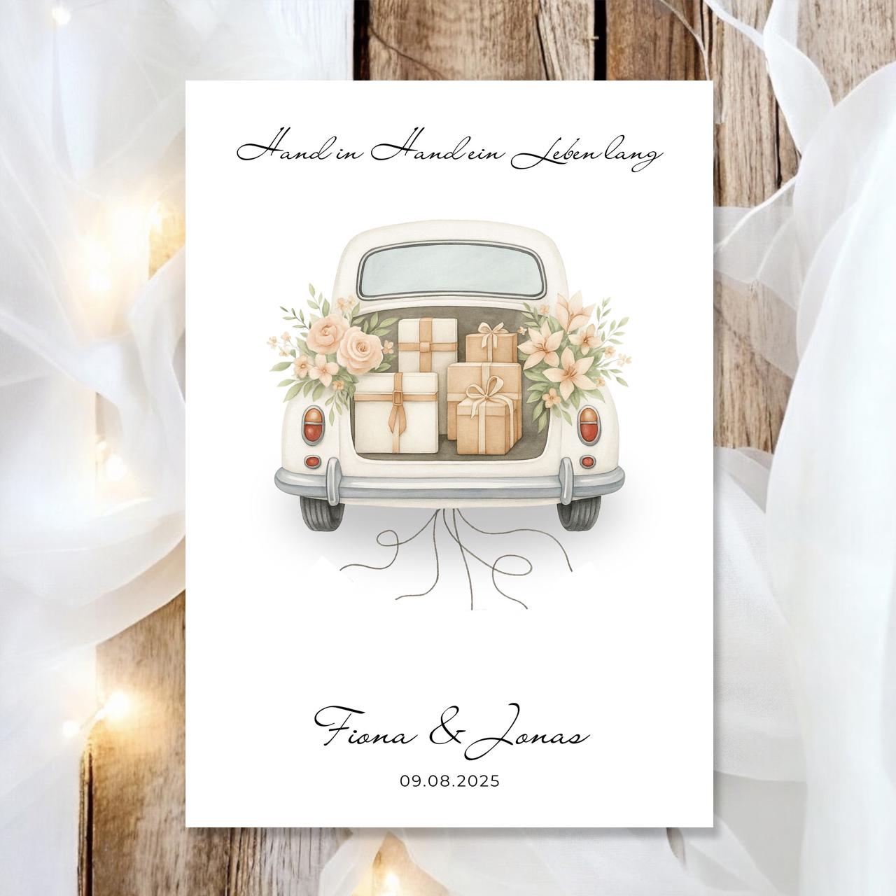Hochzeit Poster Name Datum A4 A3 | Hochzeitsgeschenk Name personalisiert | Brautpaar Geldgeschenk Hochzeit Geschenk Richtfest Geld schenken