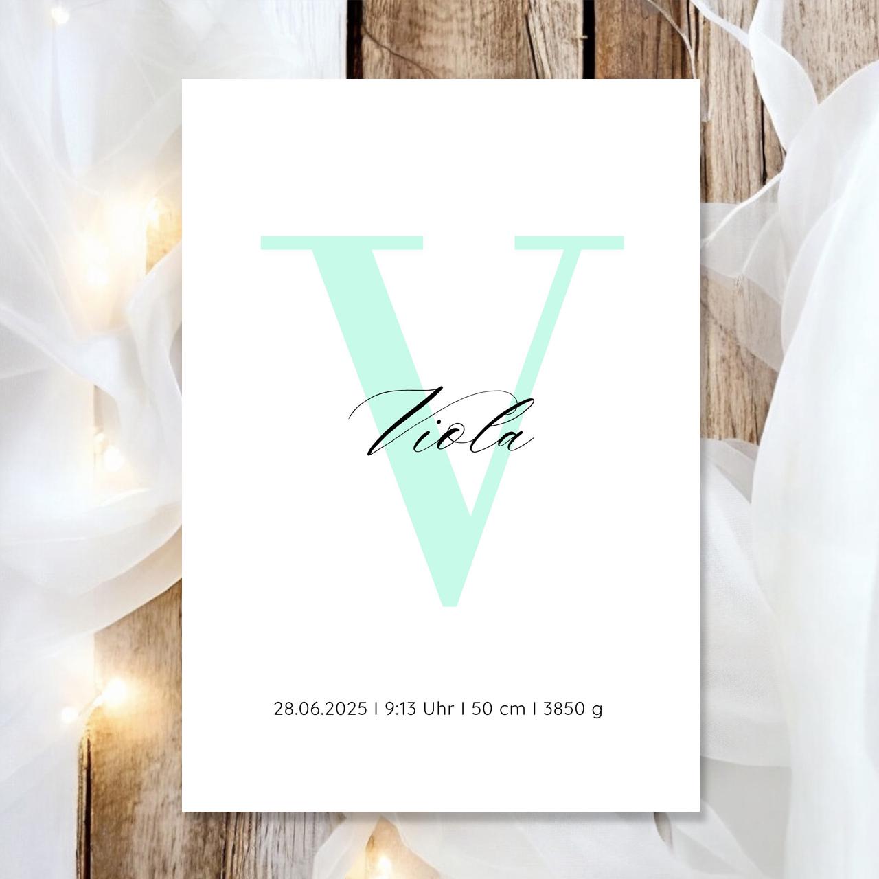 Geburtsposter Name Geburtsdaten A4 A3 | Personalisiertes Baby Poster | Geschenk zur Geburt Taufe | Kinderzimmer Deko Geschenk zum Einrahmen