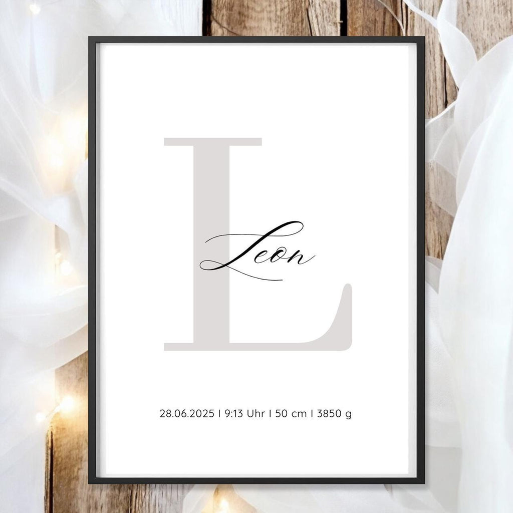 Geburtsposter Name Geburtsdaten A4 A3 | Personalisiertes Baby Poster | Geschenk zur Geburt Taufe | Kinderzimmer Deko Geschenk zum Einrahmen