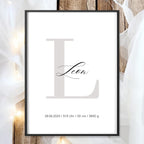 Geburtsposter Name Geburtsdaten A4 A3 | Personalisiertes Baby Poster | Geschenk zur Geburt Taufe | Kinderzimmer Deko Geschenk zum Einrahmen