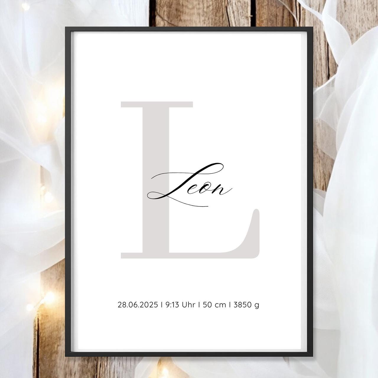 Geburtsposter Name Geburtsdaten A4 A3 | Personalisiertes Baby Poster | Geschenk zur Geburt Taufe | Kinderzimmer Deko Geschenk zum Einrahmen