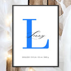 Geburtsposter Name Geburtsdaten A4 A3 | Personalisiertes Baby Poster | Geschenk zur Geburt Taufe | Kinderzimmer Deko Geschenk zum Einrahmen