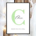Geburtsposter Name Geburtsdaten A4 A3 | Personalisiertes Baby Poster | Geschenk zur Geburt Taufe | Kinderzimmer Deko Geschenk zum Einrahmen