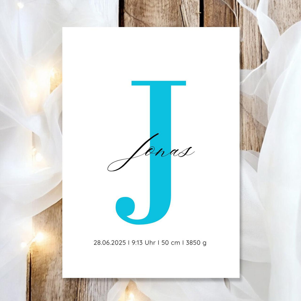 Geburtsposter Name Geburtsdaten A4 A3 | Personalisiertes Baby Poster | Geschenk zur Geburt Taufe | Kinderzimmer Deko Geschenk zum Einrahmen