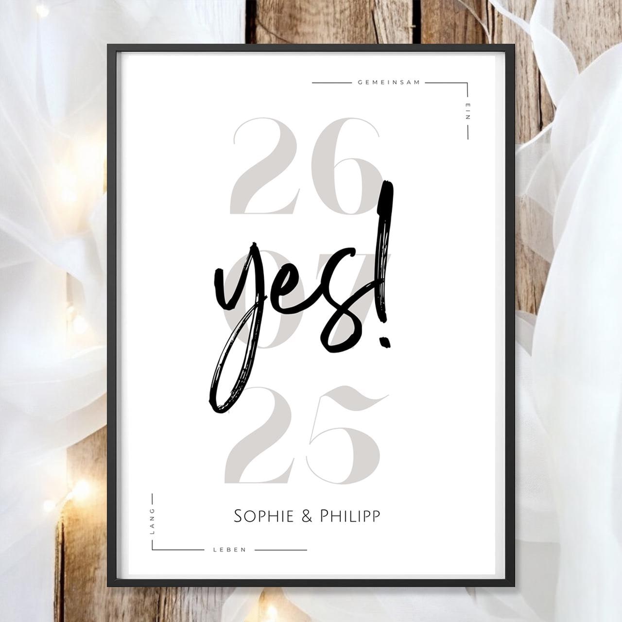 Hochzeit Poster Name Datum A4 A3 | Hochzeitsgeschenk Name personalisiert | Brautpaar Geldgeschenk Hochzeit Geschenk Richtfest Geld schenken