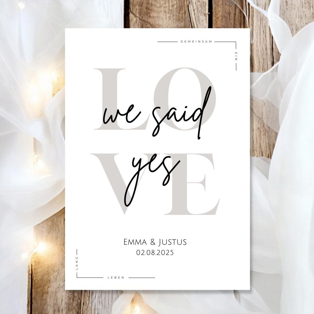 Hochzeit Poster Name Datum A4 A3 | Hochzeitsgeschenk Name personalisiert | Brautpaar Geldgeschenk Hochzeit Geschenk Richtfest Geld schenken