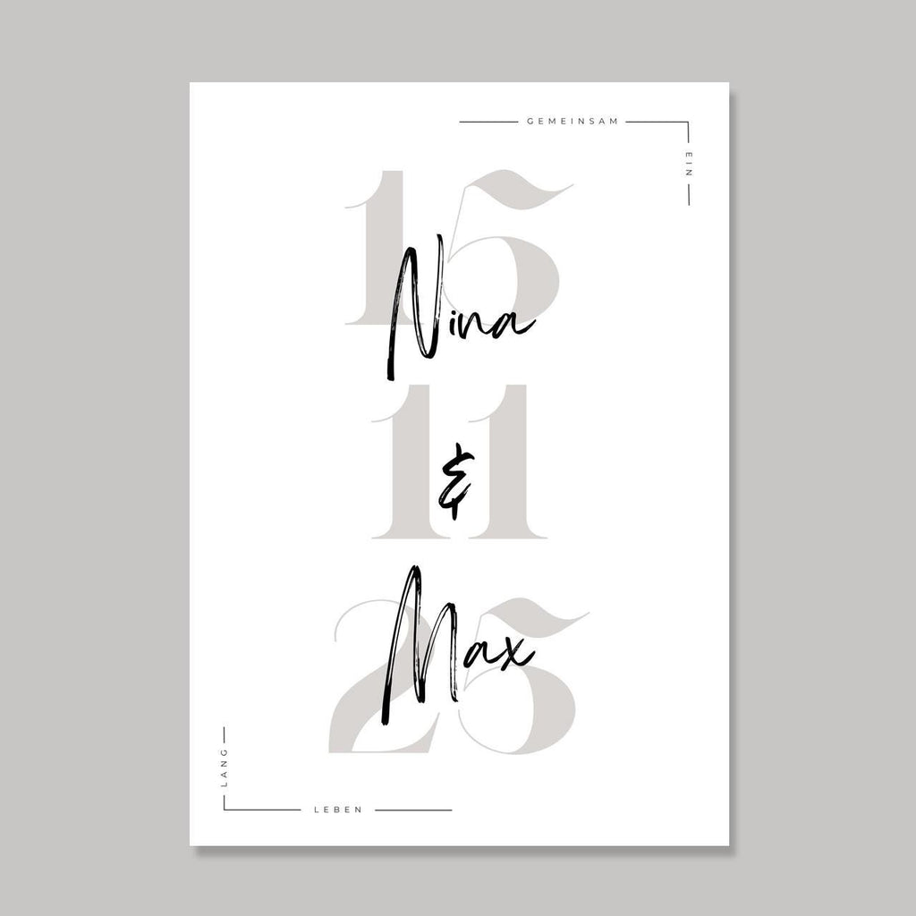 Hochzeit Poster Name Datum A4 A3 | Hochzeitsgeschenk Name personalisiert | Brautpaar Geldgeschenk Hochzeit Geschenk Richtfest Geld schenken