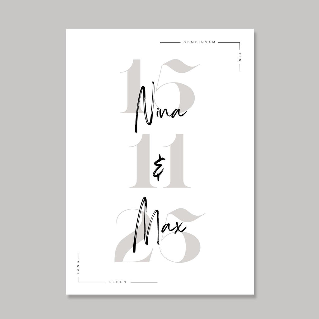 Hochzeit Poster Name Datum A4 A3 | Hochzeitsgeschenk Name personalisiert | Brautpaar Geldgeschenk Hochzeit Geschenk Richtfest Geld schenken