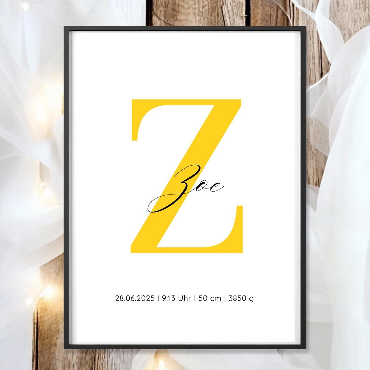 Geburtsposter Name Geburtsdaten A4 A3 | Personalisiertes Baby Poster | Geschenk zur Geburt Taufe | Kinderzimmer Deko Geschenk zum Einrahmen