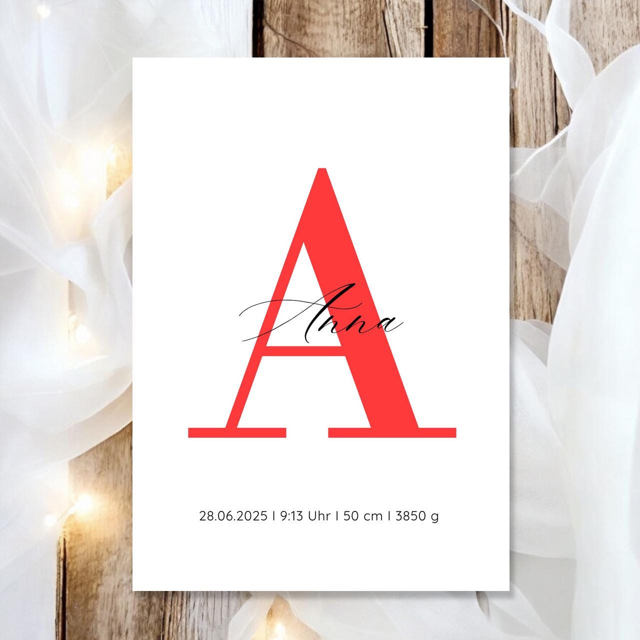 Geburtsposter Name Geburtsdaten A4 A3 | Personalisiertes Baby Poster | Geschenk zur Geburt Taufe | Kinderzimmer Deko Geschenk zum Einrahmen