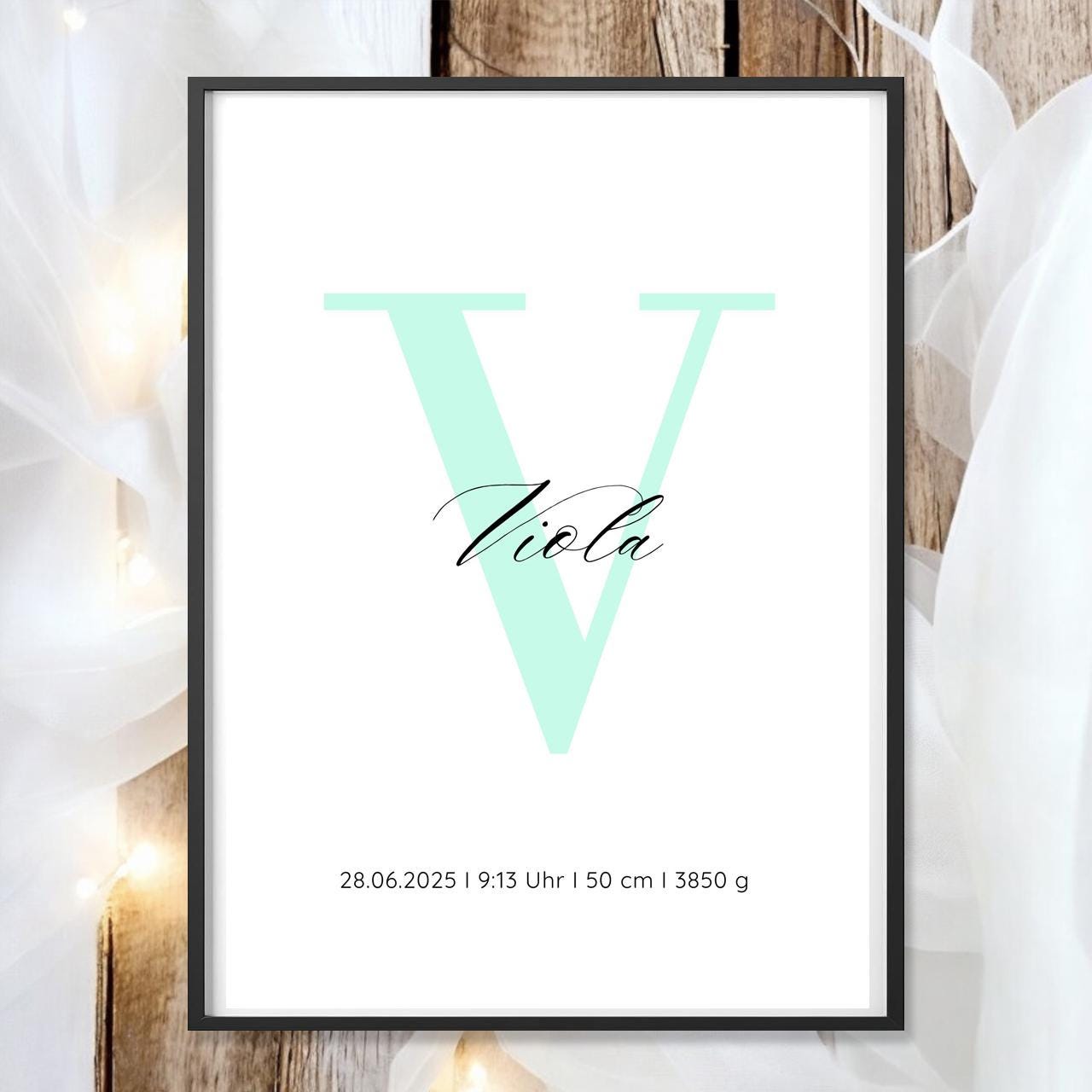 Geburtsposter Name Geburtsdaten A4 A3 | Personalisiertes Baby Poster | Geschenk zur Geburt Taufe | Kinderzimmer Deko Geschenk zum Einrahmen
