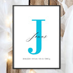 Geburtsposter Name Geburtsdaten A4 A3 | Personalisiertes Baby Poster | Geschenk zur Geburt Taufe | Kinderzimmer Deko Geschenk zum Einrahmen