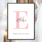 Geburtsposter Name Geburtsdaten A4 A3 | Personalisiertes Baby Poster | Geschenk zur Geburt Taufe | Kinderzimmer Deko Geschenk zum Einrahmen