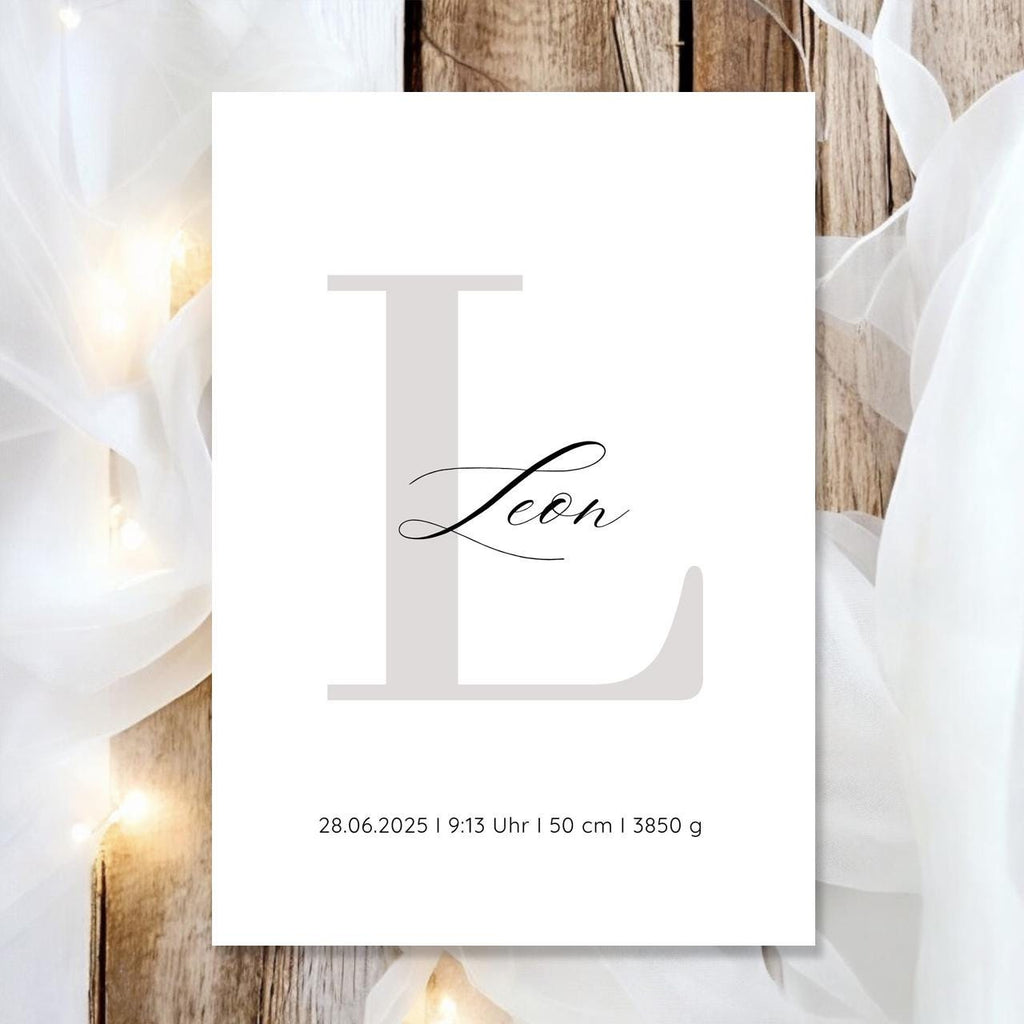 Geburtsposter Name Geburtsdaten A4 A3 | Personalisiertes Baby Poster | Geschenk zur Geburt Taufe | Kinderzimmer Deko Geschenk zum Einrahmen