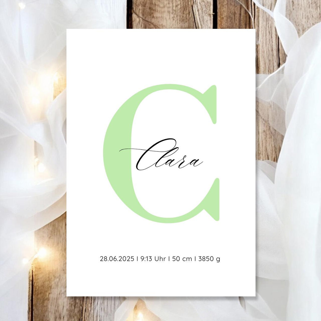 Geburtsposter Name Geburtsdaten A4 A3 | Personalisiertes Baby Poster | Geschenk zur Geburt Taufe | Kinderzimmer Deko Geschenk zum Einrahmen