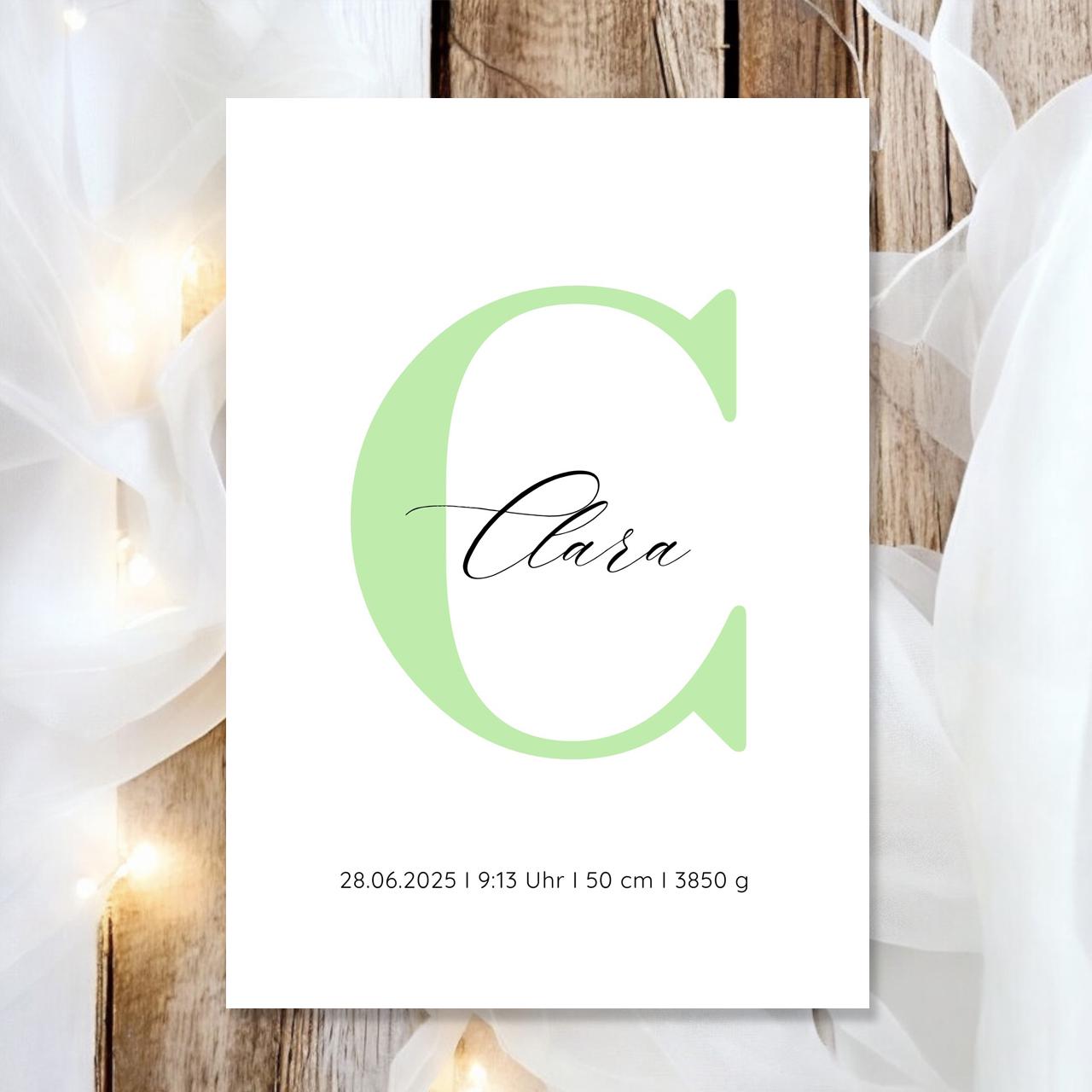 Geburtsposter Name Geburtsdaten A4 A3 | Personalisiertes Baby Poster | Geschenk zur Geburt Taufe | Kinderzimmer Deko Geschenk zum Einrahmen